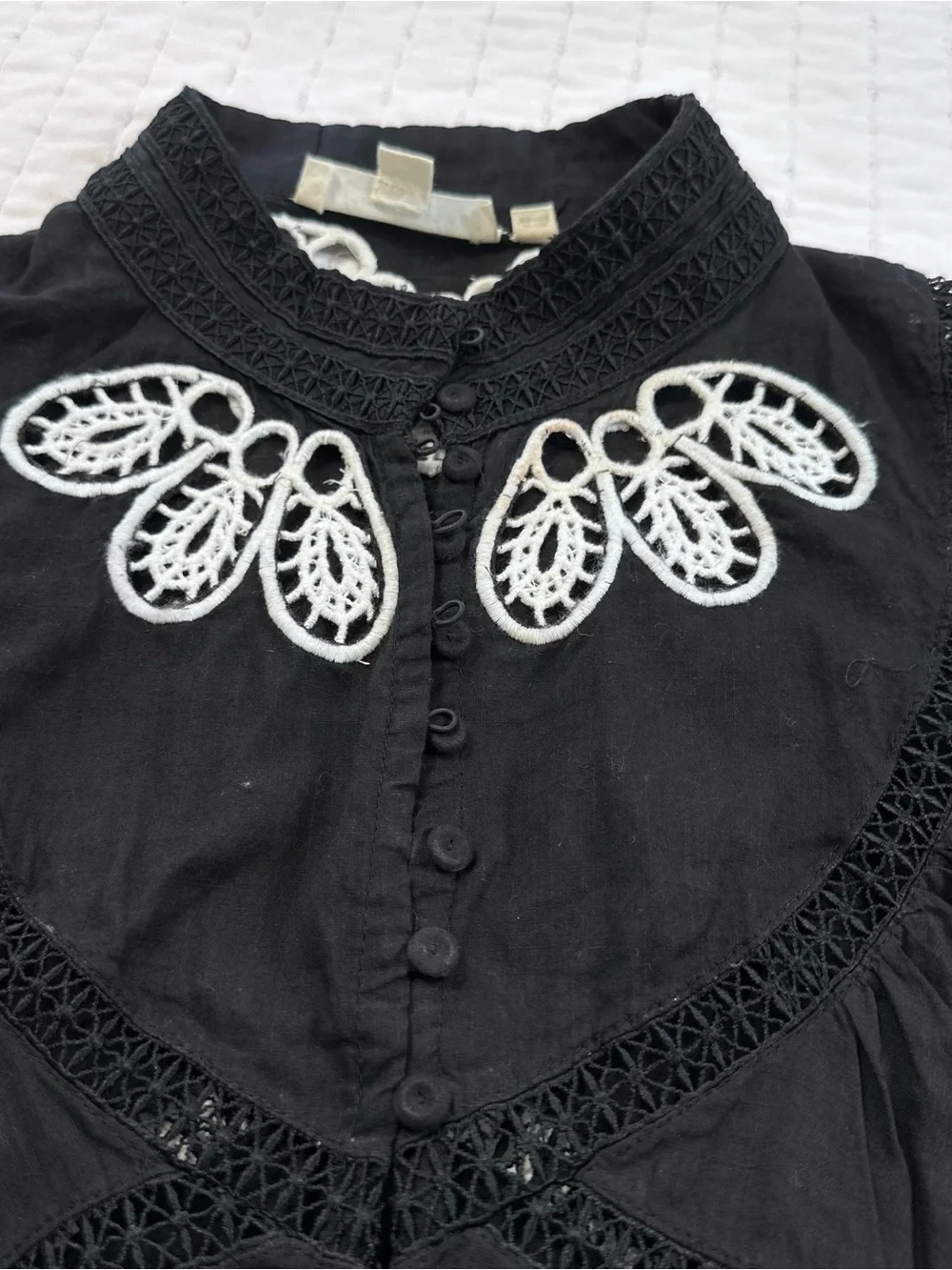 Anthropologie Forever That Girl Short-Sleeve High-Neck Peasant  Blouse Preppy S
